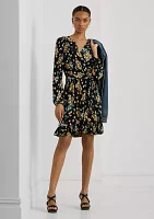 Women's Floral Belted Stretch Jersey Dress