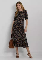 Floral Stretch Cotton Midi Dress