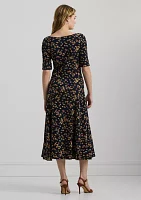 Floral Stretch Cotton Midi Dress