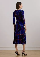 Rope Print Surplice Stretch Jersey Dress