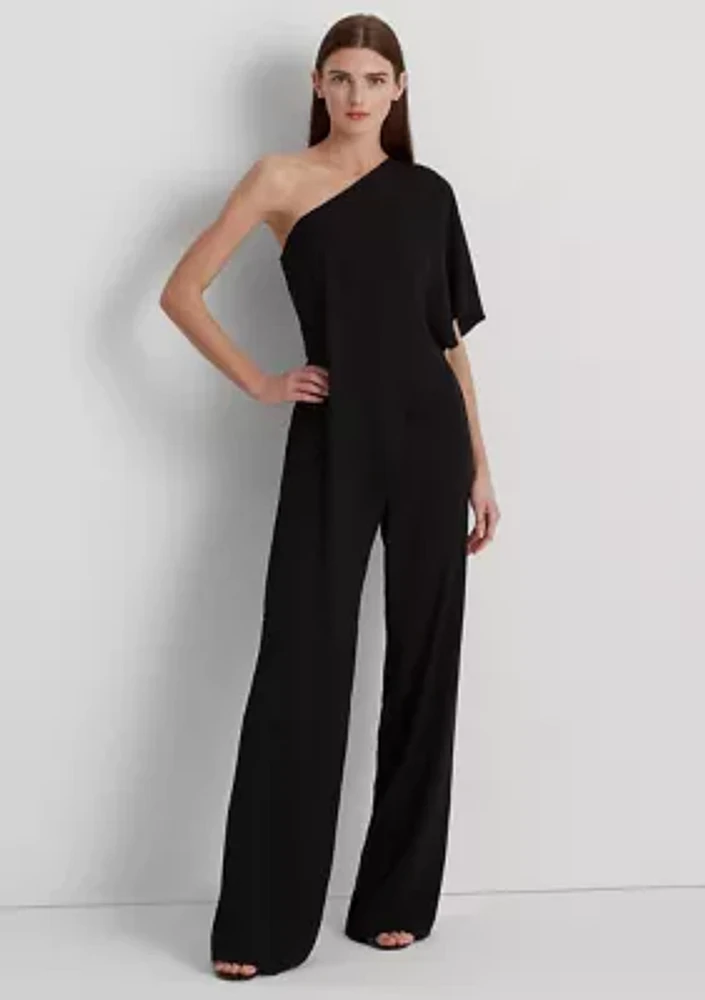 Cape Georgette One-Shoulder Jumpsuit