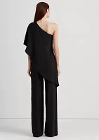 Cape Georgette One-Shoulder Jumpsuit