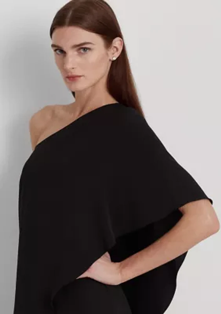 Cape Georgette One-Shoulder Jumpsuit