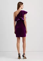 Ruffle Trim Velvet Cocktail Dress