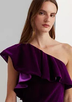 Ruffle Trim Velvet Cocktail Dress