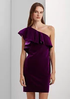 Ruffle Trim Velvet Cocktail Dress