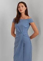 Crepe Off the Shoulder Cocktail Dress