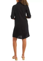 Women's V-Neck Solid A-Line T-Shirt Dress