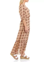 Women's Puff Sleeve Plaid Maxi Dress