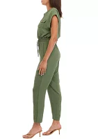 Women's V-Neck Solid Airflow Jumpsuit