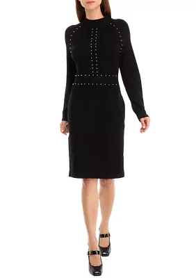 Women's Long Sleeve Turtleneck Sheath Sweater Dress