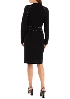 Women's Long Sleeve Turtleneck Sheath Sweater Dress