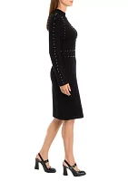 Women's Long Sleeve Turtleneck Sheath Sweater Dress