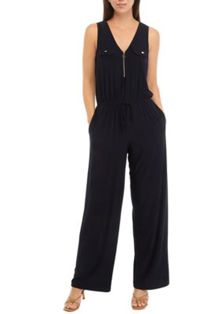 Women's Sleeveless V-Neck Maxi A-Line Jumpsuit