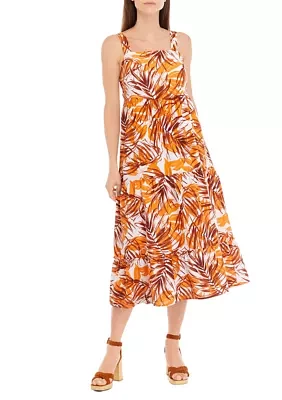 Women's Sleeveless Square Neck Printed Maxi Dress