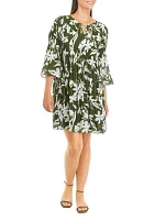 Women's Bell Sleeve Floral Keyhole Dress