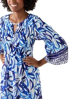 Women's 3/4 Sleeve V-Neck Floral Print A-Line Dress