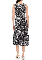 Women's Sleeveless Animal Printed Midi Dress