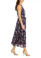 Women's Printed Sleeveless Halter Midi Dress