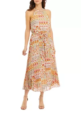 Women's Printed Sleeveless Halter Maxi Dress