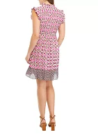 Women's Sleeveless V-Neck Printed Chiffon A-Line Dress