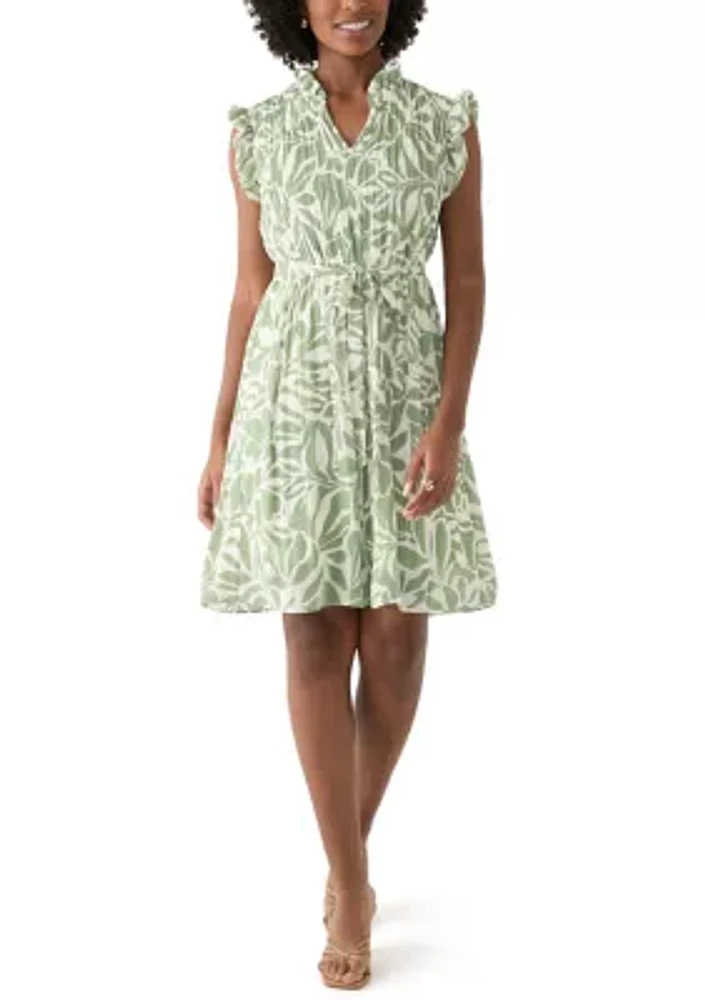 Women's Leaf Printed A-Line Dress