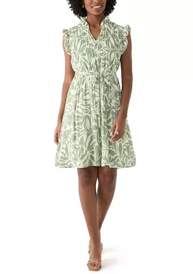 Women's Leaf Printed A-Line Dress