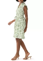 Women's Leaf Printed A-Line Dress