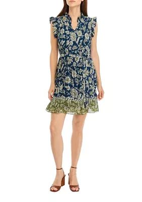 Women's Sleeveless V-Neck Printed Dress