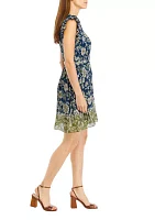 Women's Sleeveless V-Neck Printed Dress