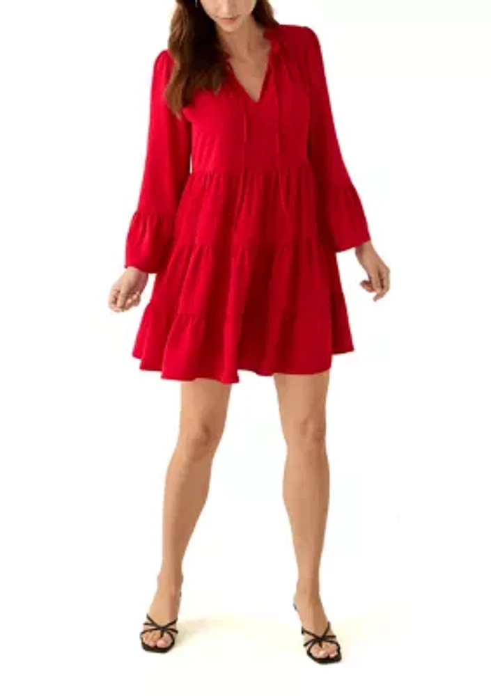 Women's Long Bell Sleeve Tiered Babydoll Airflow Dress