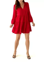 Women's Long Bell Sleeve Tiered Babydoll Airflow Dress