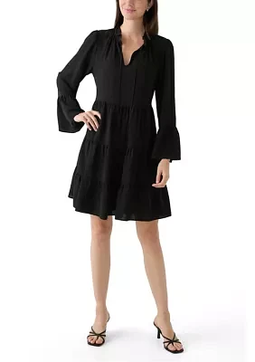 Women's Long Sleeve Tie Neck Dress