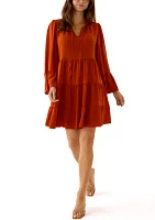 Women's Long Sleeve Tie Neck Dress