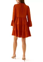 Women's Long Sleeve Tie Neck Dress