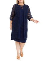 Plus Textured Window Pane Topper Jacket Dress