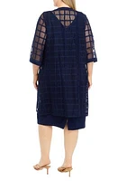 Plus Textured Window Pane Topper Jacket Dress