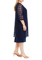 Plus Textured Window Pane Topper Jacket Dress