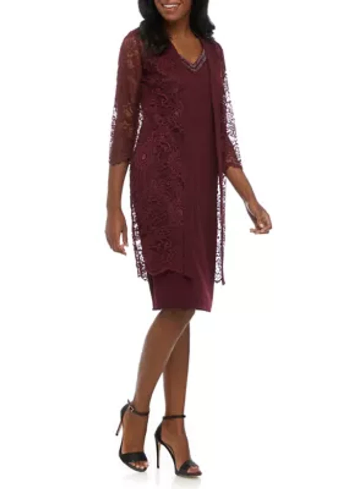 Women's Lace Jacket Dress Set