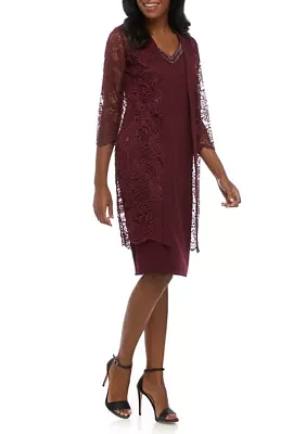 Women's Lace Jacket Dress Set