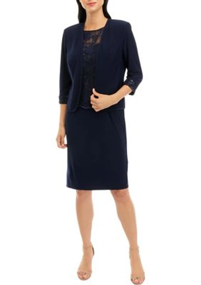 Women's Solid Sheath Jacket Dress