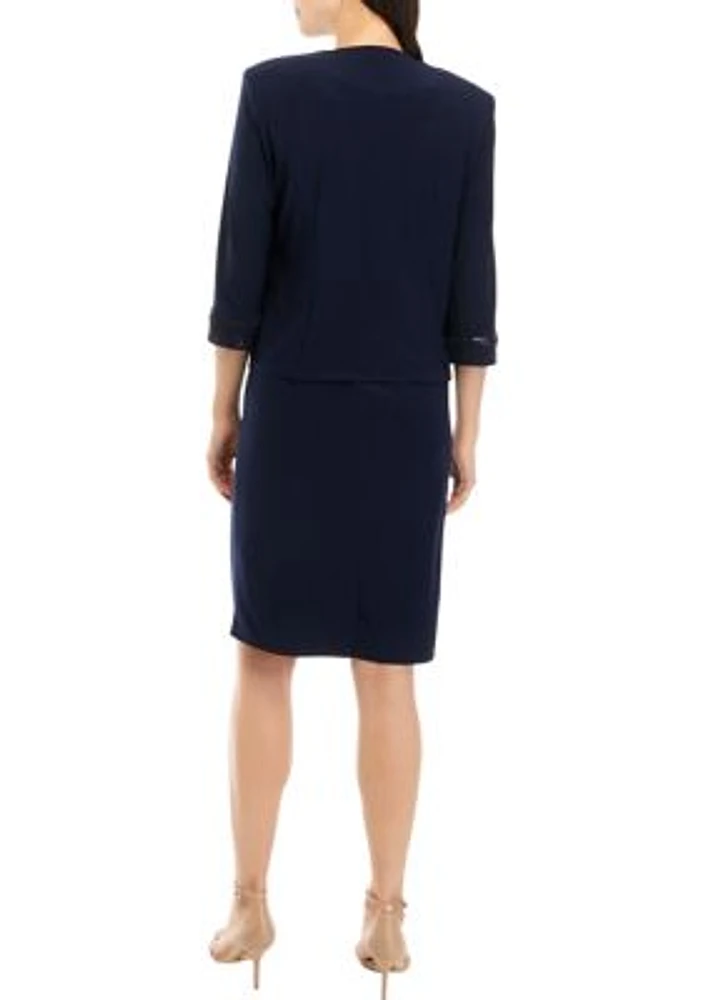 Women's Solid Sheath Jacket Dress