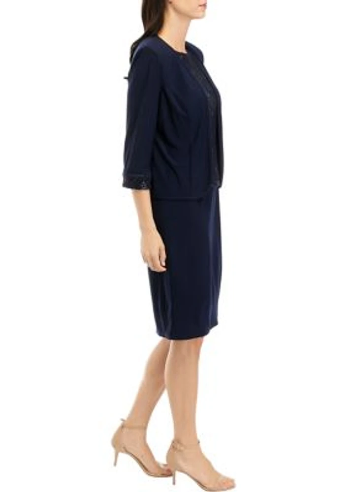 Women's Solid Sheath Jacket Dress