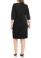 Plus 3/4 Sleeve Knit Jacket Dress