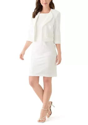 Women's 3/4 Sleeve Crew Neck Solid Jacket Dress