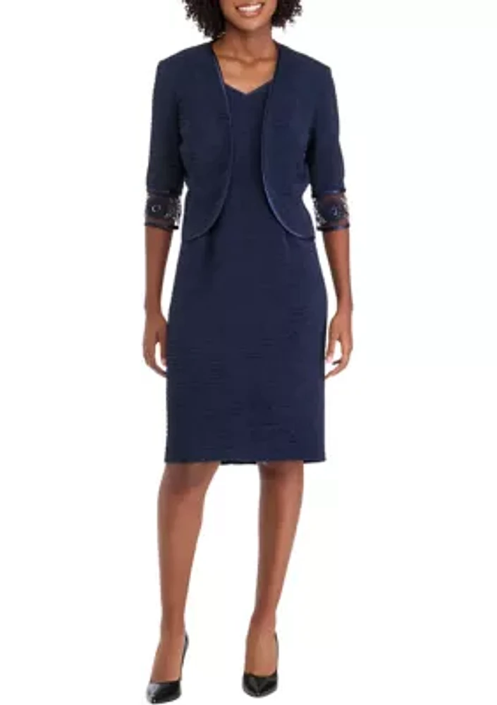 Women's 3/4 Sleeve Solid Jacket Dress