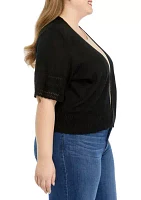 Plus Elbow Sleeve Square Solid Shrug