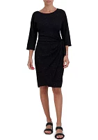 Women's 3/4 Sleeve Tie Waist Glitter Sheath Dress