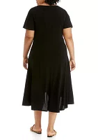 Plus Scoop Neck Tie Front Knit Dress