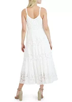 Women's Sleeveless Scoop Neck Lace Maxi Dress